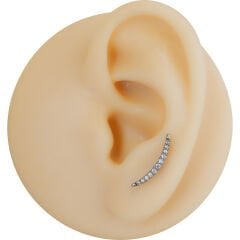 Ay Zirkon 6x1.2mm Çelik Labret Piercing, Tragus-Helix-Kıkırdak