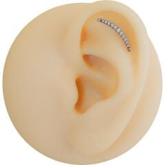 Ay Zirkon 6x1.2mm Çelik Labret Piercing, Tragus-Helix-Kıkırdak