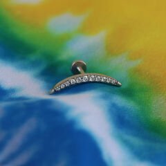 Ay Zirkon 6x1.2mm Çelik Labret Piercing, Tragus-Helix-Kıkırdak