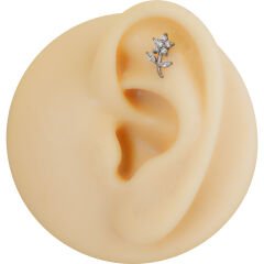 Çiçek Zirkon 6x1.2mm Çelik Labret Piercing, Tragus-Helix-Kıkırdak