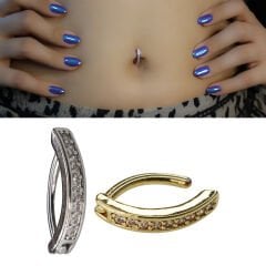 Su Taşı Göbek Piercing | Çelik & Gold Seçenekli