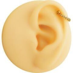 Zirkon Taşlı Yarım Halka 6x1,2mm Gold Çelik Piercing, Lobe-Helix-Kıkırdak