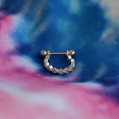 Zirkon Taşlı Yarım Halka 6x1,2mm Çelik Piercing, Lobe-Helix-Kıkırdak