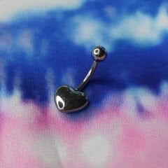 Kalp Çelik Göbek Piercing | Çelik & Gold Seçenekli