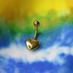 Kalp Çelik Göbek Piercing | Çelik & Gold Seçenekli