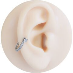 Zirkon Taşlı Yarım Halka 6x1,2mm Çelik Piercing, Lobe-Helix-Kıkırdak