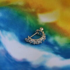 Zirkon Taşlı Yarım Halka 6x1,2mm Çelik Piercing, Lobe-Helix-Kıkırdak