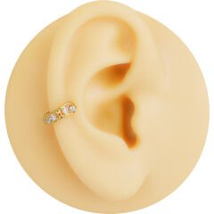 Zirkon Taşlı Yarım Halka 6x1,2mm Gold Çelik Piercing, Lobe-Helix-Kıkırdak