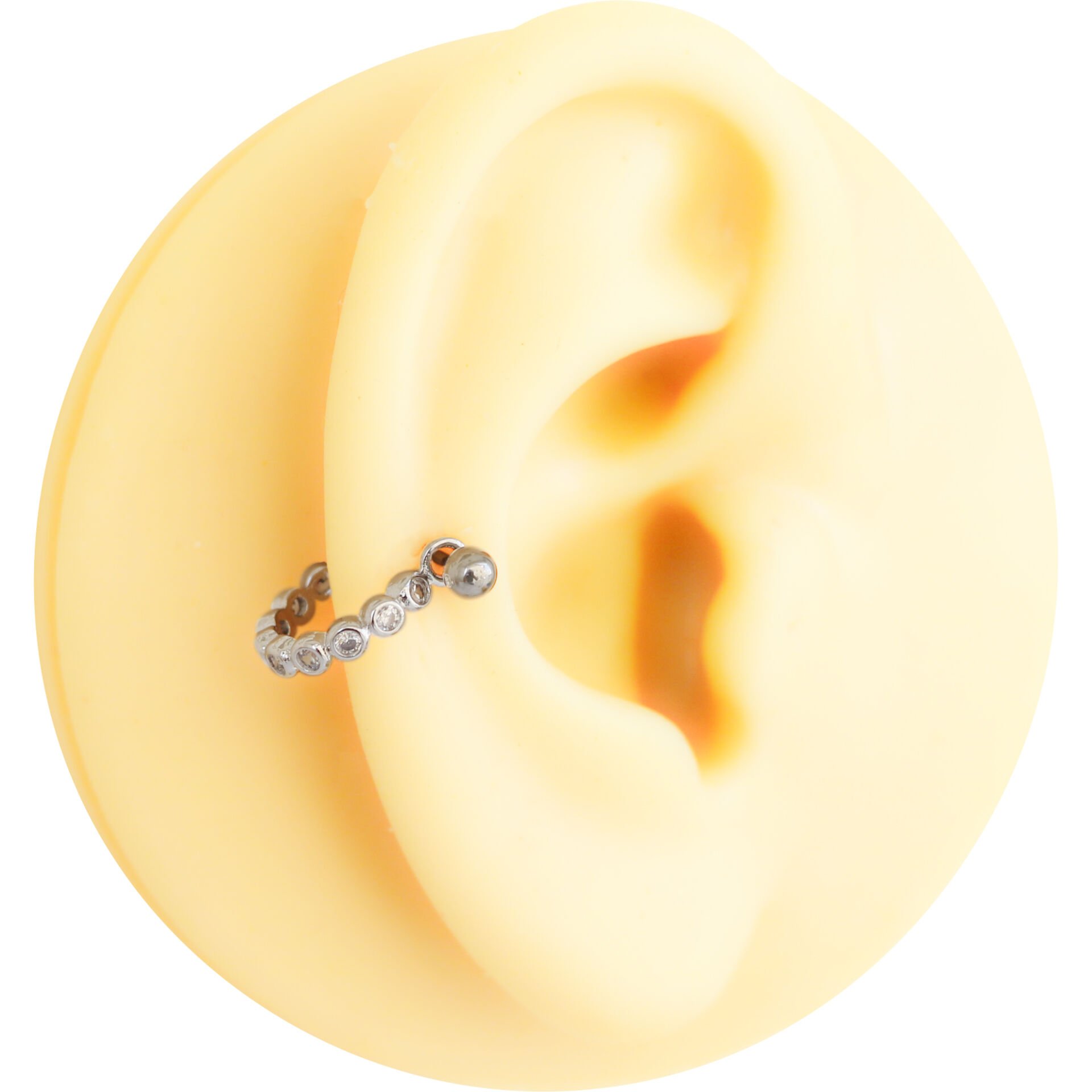 Zirkon Taşlı Yarım Halka 6x1,2mm Çelik Piercing, Lobe-Helix-Kıkırdak