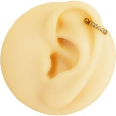 Zirkon Taşlı Yarım Halka 6x1,2mm Gold Çelik Piercing, Lobe-Helix-Kıkırdak