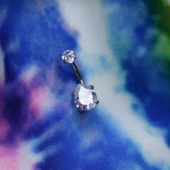 Damla Zirkon Çelik Göbek Piercing | Çelik & Gold Seçenekli