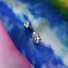 Damla Zirkon Çelik Göbek Piercing | Çelik & Gold Seçenekli