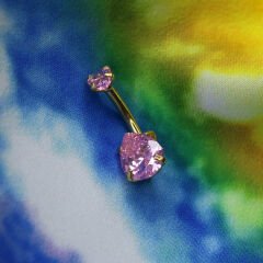 Damla Zirkon Çelik Göbek Piercing | Çelik & Gold Seçenekli