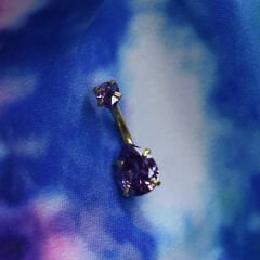 Damla Zirkon Çelik Göbek Piercing | Çelik & Gold Seçenekli