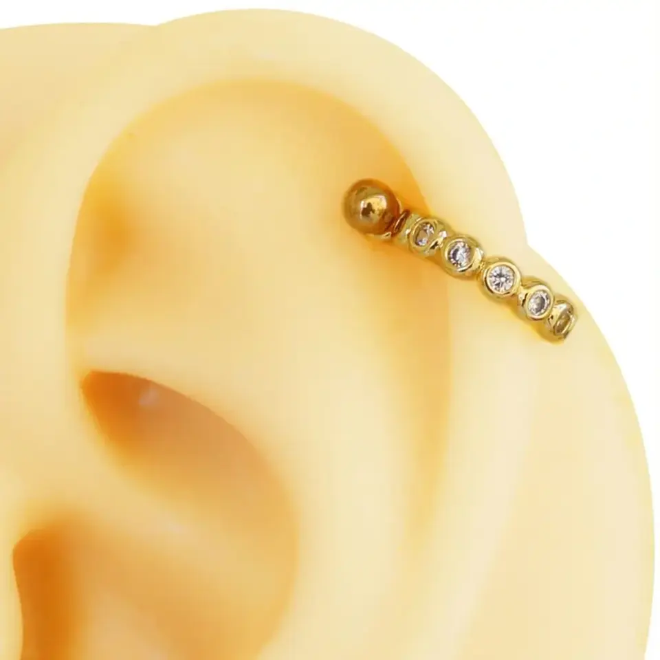 316L cerrahi çelik barlı altın helix, kıkırdak piercing arka görünüm
