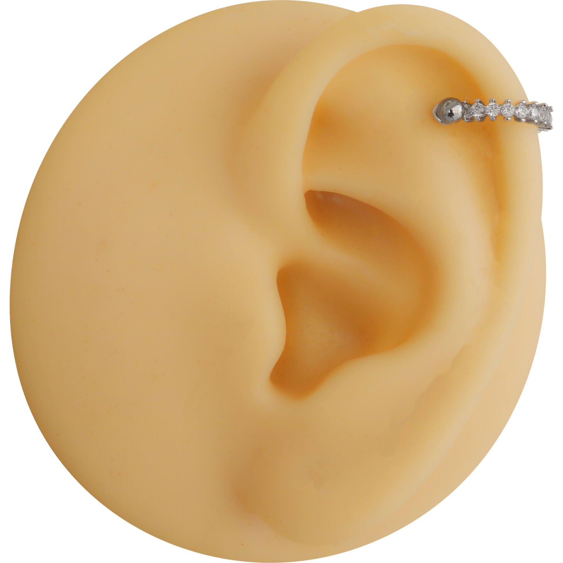 Zirkon Taşlı Yarım Halka 6x1,2mm Çelik Piercing, Lobe-Helix-Kıkırdak