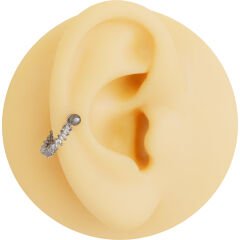Zirkon Taşlı Yarım Halka 6x1,2mm Çelik Piercing, Lobe-Helix-Kıkırdak