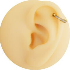 Zirkon Taşlı Yarım Halka 6x1,2mm Gold Çelik Piercing, Lobe-Helix-Kıkırdak
