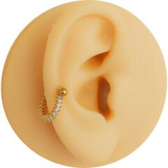 Zirkon Taşlı Yarım Halka 6x1,2mm Gold Çelik Piercing, Lobe-Helix-Kıkırdak