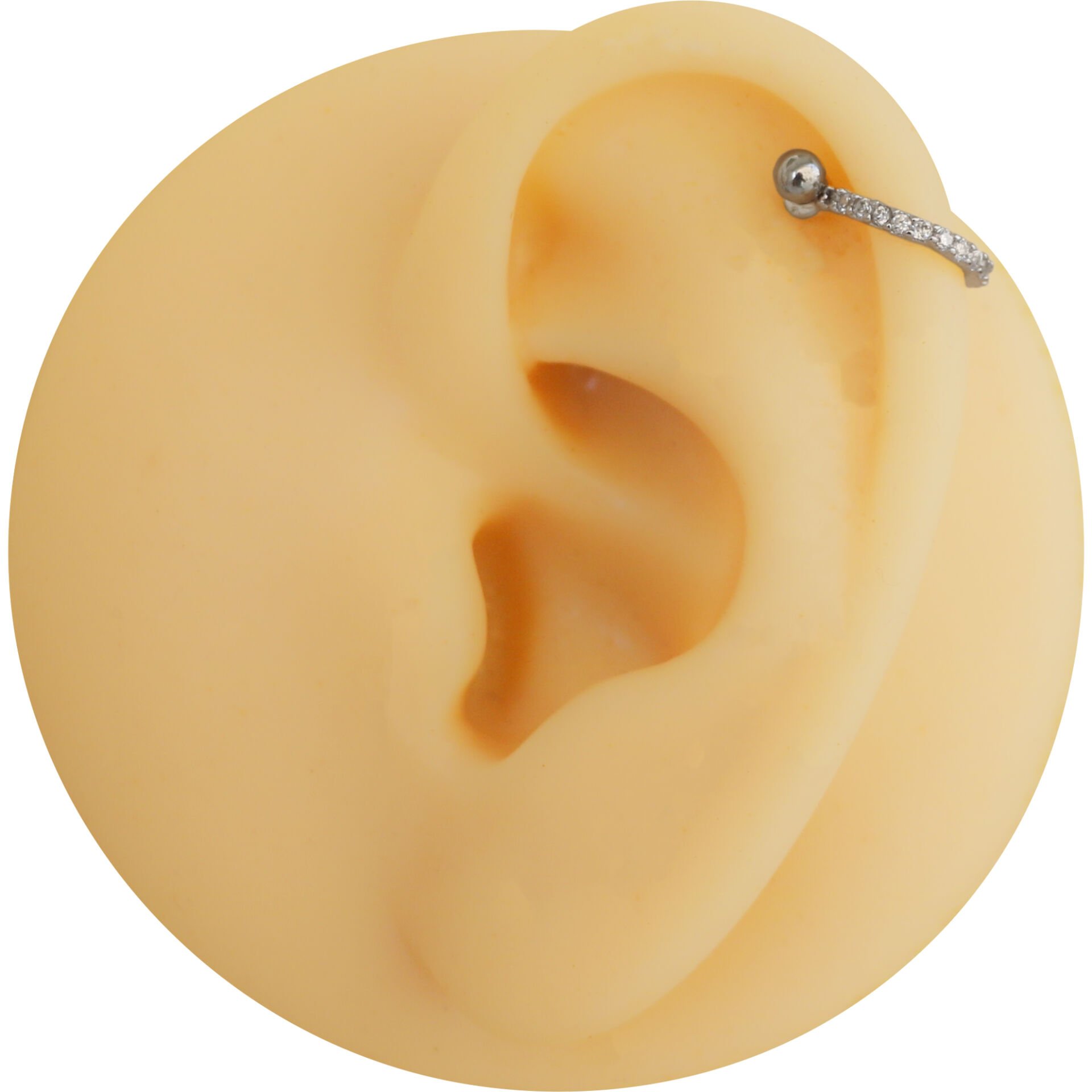 Zirkon Taşlı Yarım Halka 6x1,2mm Çelik Piercing, Lobe-Helix-Kıkırdak