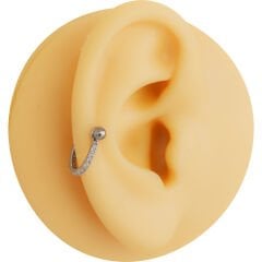 Zirkon Taşlı Yarım Halka 6x1,2mm Çelik Piercing, Lobe-Helix-Kıkırdak