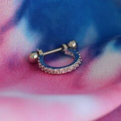 Zirkon Taşlı Yarım Halka 6x1,2mm Çelik Piercing, Lobe-Helix-Kıkırdak