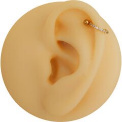 Zirkon Taşlı Yarım Halka 6x1,2mm Gold Çelik Piercing, Lobe-Helix-Kıkırdak