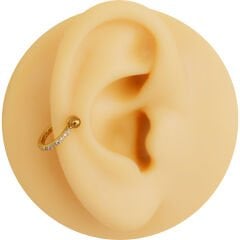 Zirkon Taşlı Yarım Halka 6x1,2mm Gold Çelik Piercing, Lobe-Helix-Kıkırdak