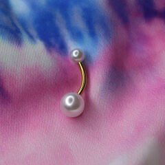 İnci Çelik Göbek Piercing | Çelik & Gold Seçenekli