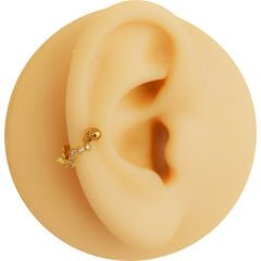 Zirkon Taşlı Yarım Halka 6x1,2mm Gold Çelik Piercing, Lobe-Helix-Kıkırdak