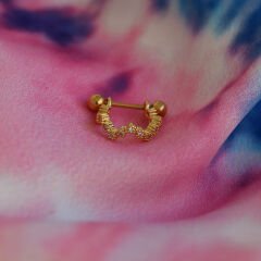 Zirkon Taşlı Yarım Halka 6x1,2mm Gold Çelik Piercing, Lobe-Helix-Kıkırdak