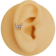 Kelebek Zirkon 8x1.2mm Çelik Labret Piercing, Tragus-Helix-Kıkırdak