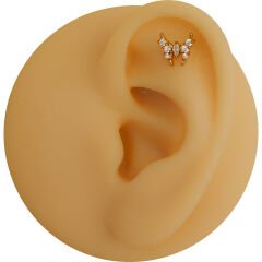 Kelebek Zirkon 8x1.2mm Çelik Labret Piercing, Tragus-Helix-Kıkırdak