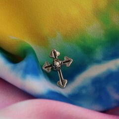 Gül Haç 6x1.2mm Çelik Labret Piercing, Tragus-Helix-Kıkırdak