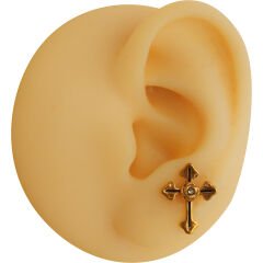 Gül Haç 6x1.2mm Gold Çelik Labret Piercing, Tragus-Helix-Kıkırdak