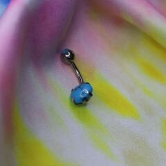 Turkuaz Taş Çelik Göbek Piercing | Çelik & Gold Seçenekli