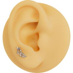 Kübik Zirkon 6x1.2mm Çelik Labret Piercing, Tragus-Helix-Kıkırdak