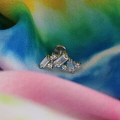 Kübik Zirkon 6x1.2mm Çelik Labret Piercing, Tragus-Helix-Kıkırdak