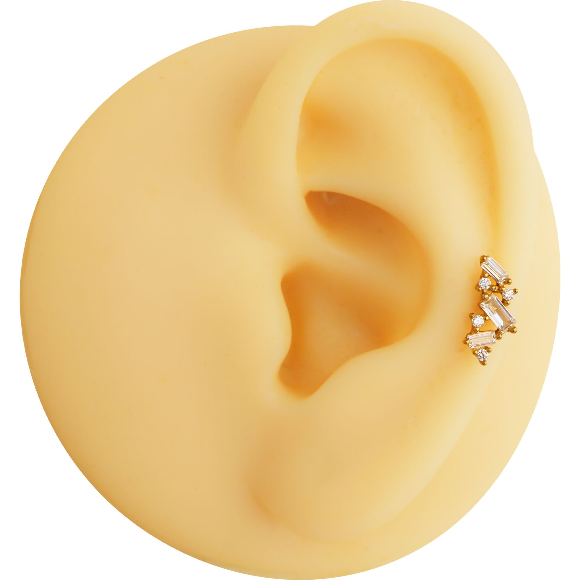 Kübik Zirkon 6x1.2mm Gold Çelik Labret Piercing, Tragus-Helix-Kıkırdak