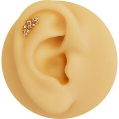 Kübik Zirkon 6x1.2mm Gold Çelik Labret Piercing, Tragus-Helix-Kıkırdak