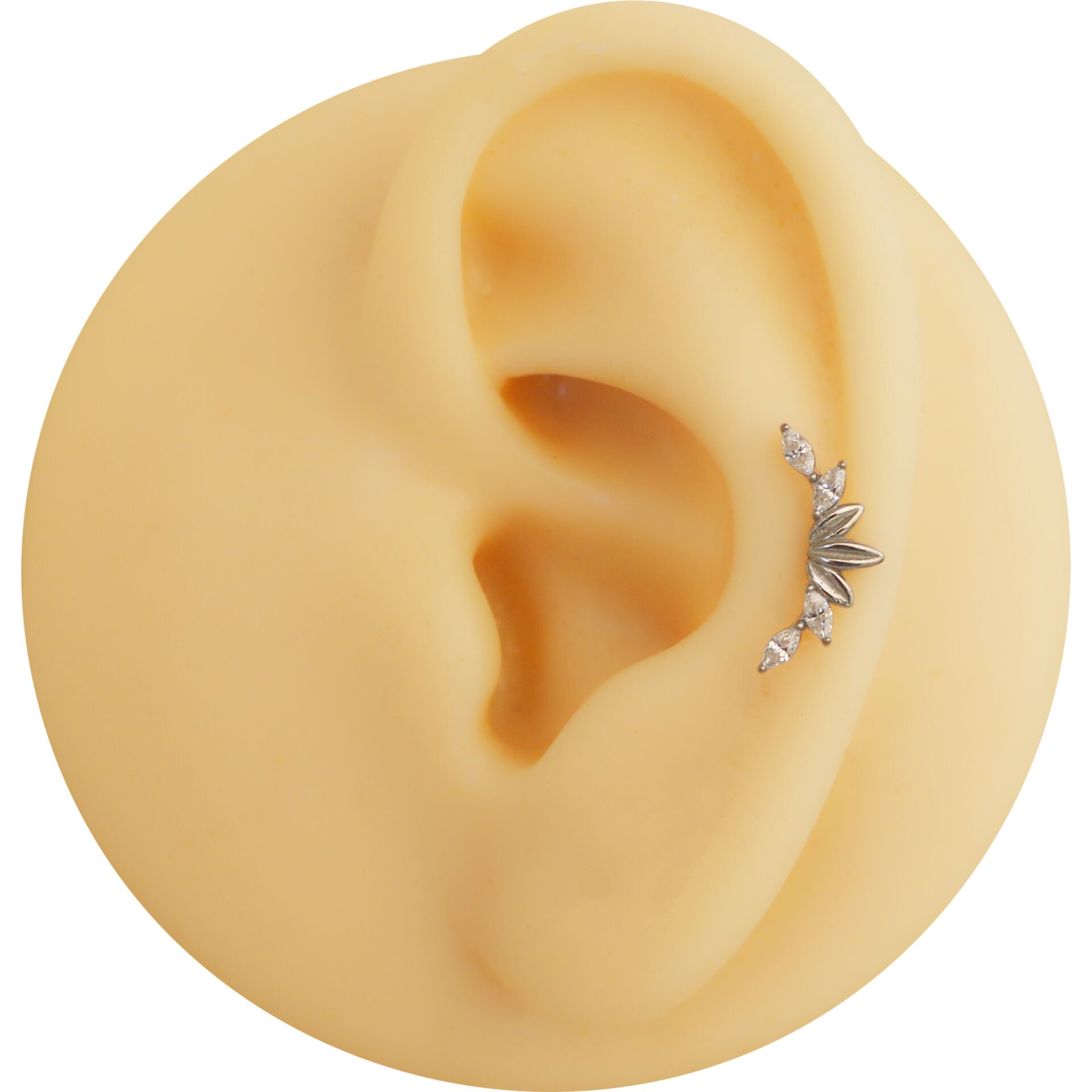 Markiz Tiara Zirkon 6x1.2mm Çelik Labret Piercing, Tragus-Helix-Kıkırdak