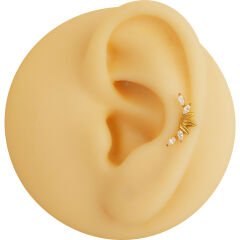 Markiz Tiara Zirkon 6x1.2mm Gold Çelik Labret Piercing, Tragus-Helix-Kıkırdak