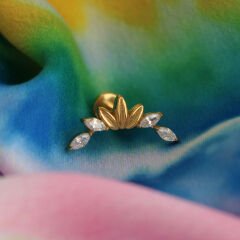 Markiz Tiara Zirkon 6x1.2mm Gold Çelik Labret Piercing, Tragus-Helix-Kıkırdak