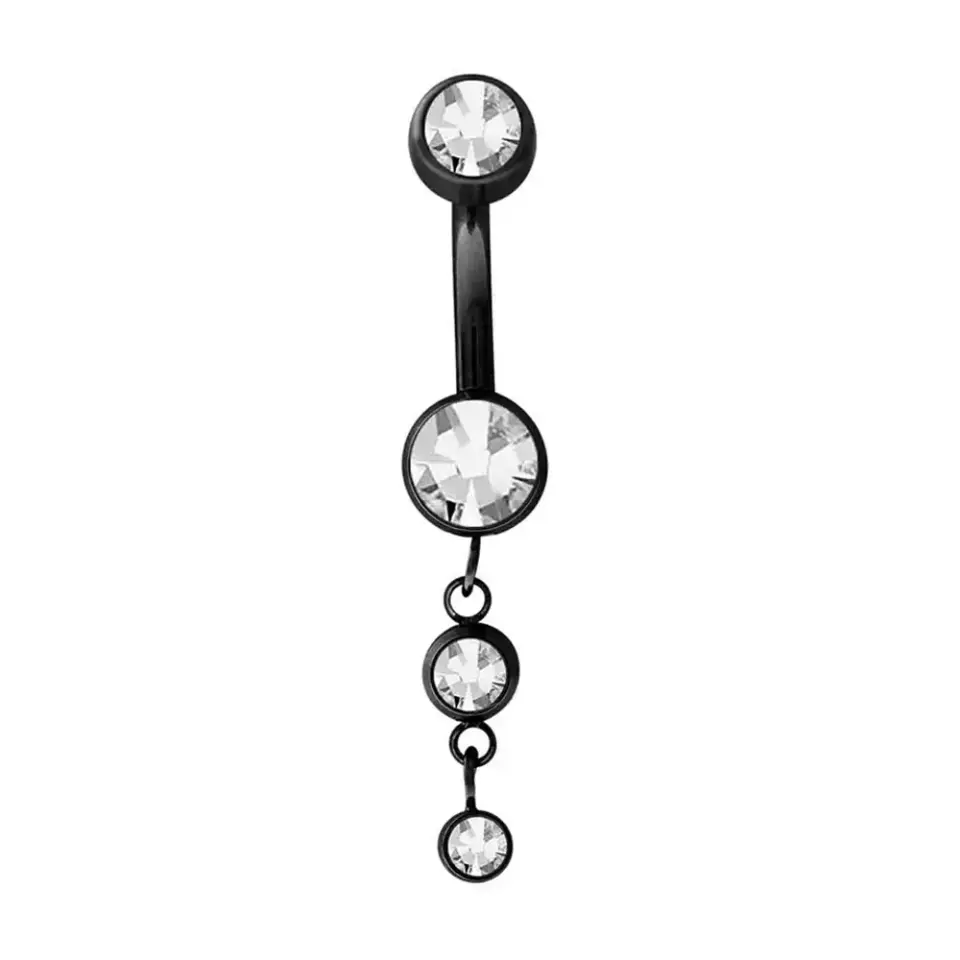 1,6 mm Kalınlığında Su Yolu Model Cerrahi Çelik Siyah Renk Göbek Piercing