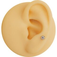 Çiçek Altı Zirkon 6x1.2mm Çelik Labret Piercing, Tragus-Helix-Kıkırdak
