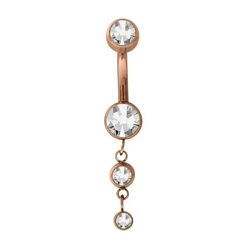 1,6 mm Kalınlığında Su Yolu Model Cerrahi Çelik Rose Renk Göbek Piercing
