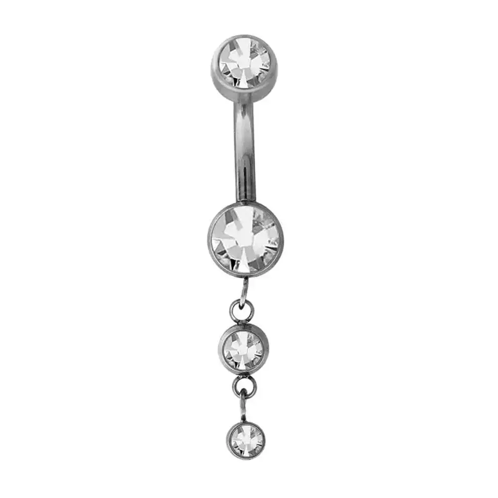 1,6 mm Kalınlığında Su Yolu Model Cerrahi Çelik Gümüş Renk Göbek Piercing