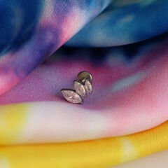 Üç Markiz Zirkon 6x1.2mm Çelik Labret Piercing, Tragus-Helix-Kıkırdak