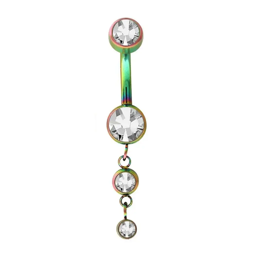 1,6 mm Kalınlığında Su Yolu Model Cerrahi Çelik Gökkuşağı Renk Göbek Piercing