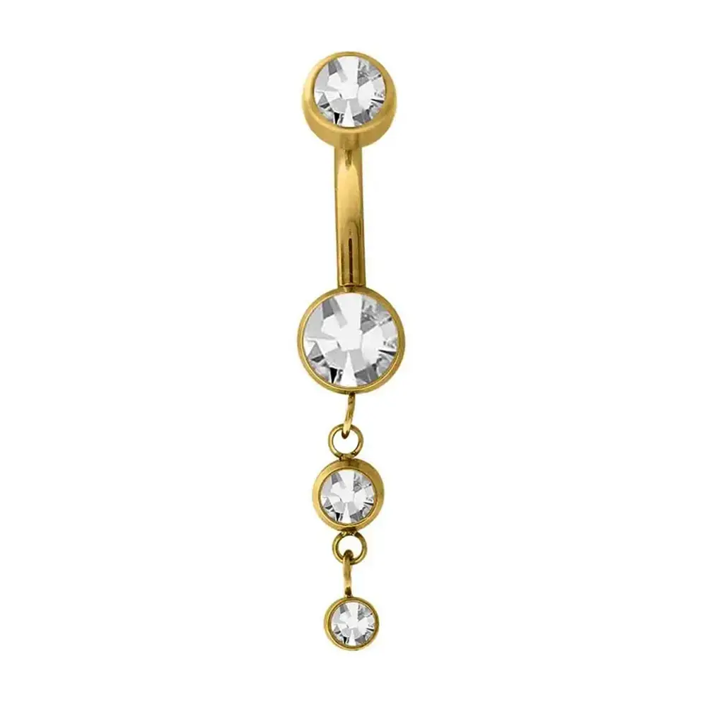 1,6 mm Kalınlığında Su Yolu Model Cerrahi Çelik Gold Renk Göbek Piercing